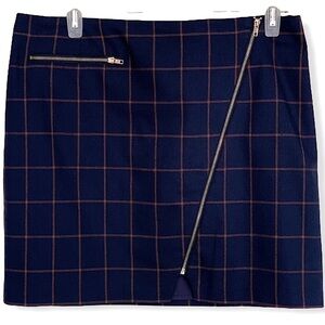Nwt Gianni Bini Navy Windowpane Check Skirt Sz L